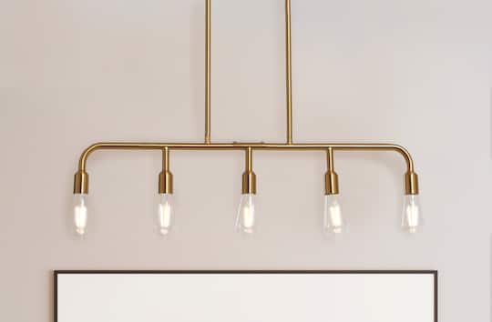 Hello Honey® Robert Stevenson Lighting Benson Exposed Bulb Metal 5-Light Linear Chandelier